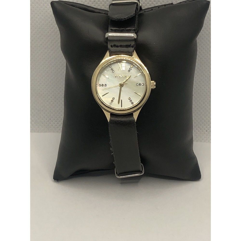 Fossil BQ3334 Women's Black Leather Analog Dial Quartz Genuine Wrist Watch PQ71